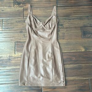 Chocolate, faux leather, mini dress, size medium